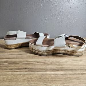 UGG "April" Leather Platform Espadrille Sandals - Ivory/White Boho Y2K Size 7